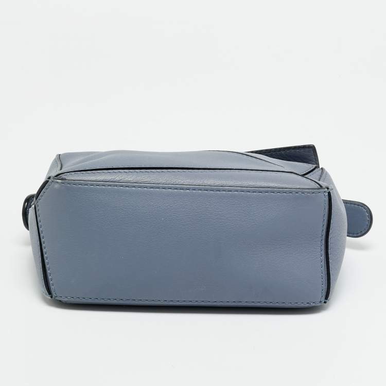 Pre Owned Loewe Puzzle Mini Blue Leather Crossbody Bag