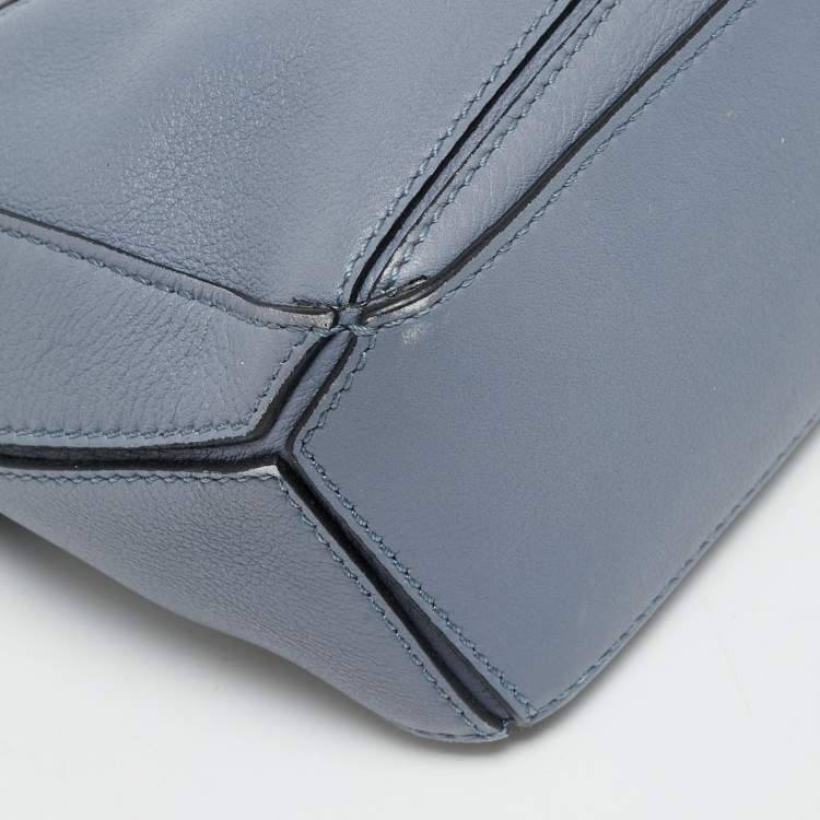 Pre Owned Loewe Puzzle Mini Blue Leather Crossbody Bag