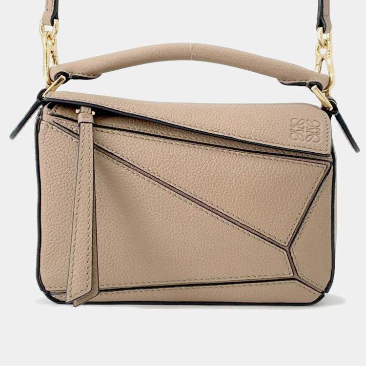 Pre Owned Loewe Puzzle Bag Sand Leather Size Mini
