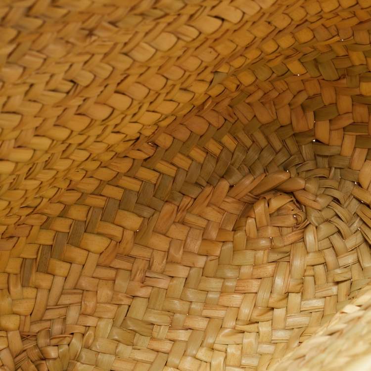 Pre Owned Loewe Beige/Brown Raffia and Leather Basket Tote