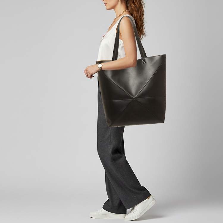 Pre Owned Loewe Puzzle XL Black Leather Fold Tote