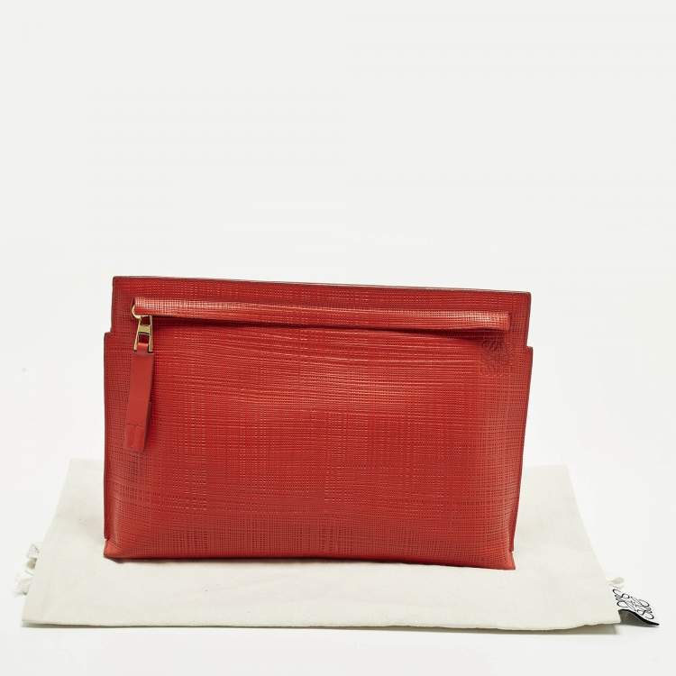 Pre Owned Loewe T Red Leather Pouch