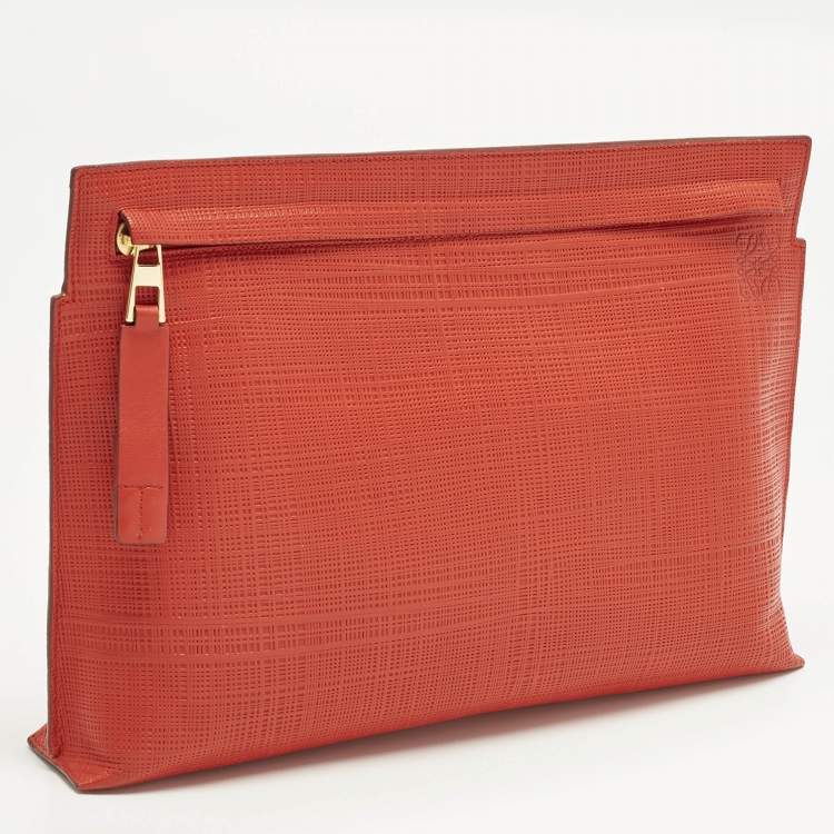 Pre Owned Loewe T Red Leather Pouch