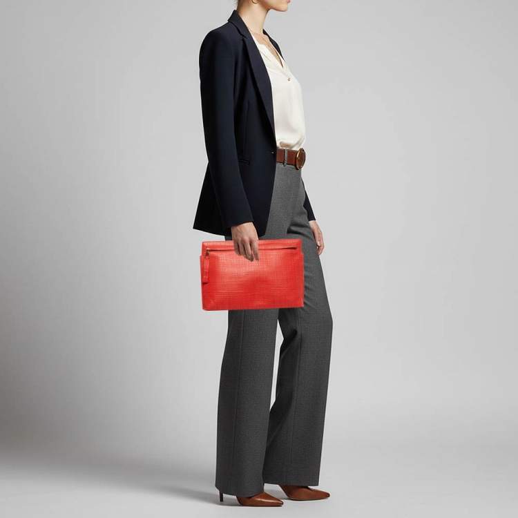 Pre Owned Loewe T Red Leather Pouch