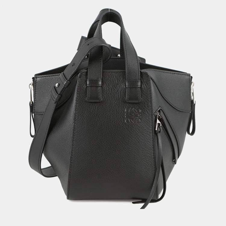 Pre Owned Loewe Hammock Bag Black Classic Calf Leatherleather Size Compact