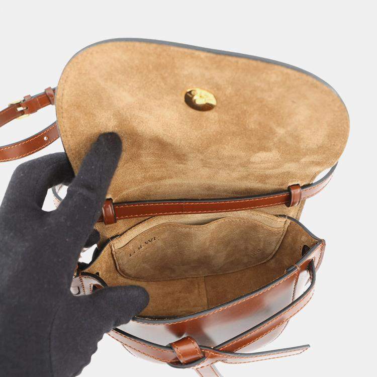 مملوكة مسبقًا Loewe Heart Motif Gate Dual Shoulder Bag Brown/White Leather Size Mini