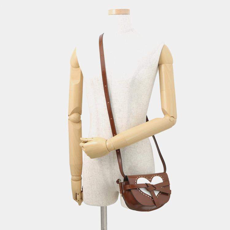 مملوكة مسبقًا Loewe Heart Motif Gate Dual Shoulder Bag Brown/White Leather Size Mini