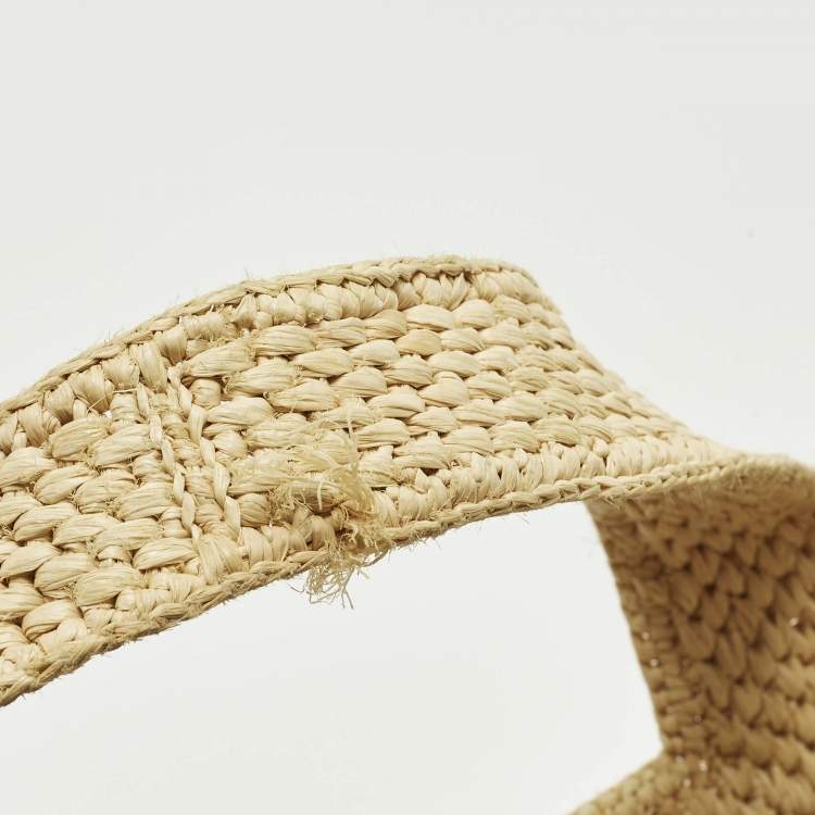 Pre Owned Loewe Logo Beige/Brown Leather and Raffia Tote