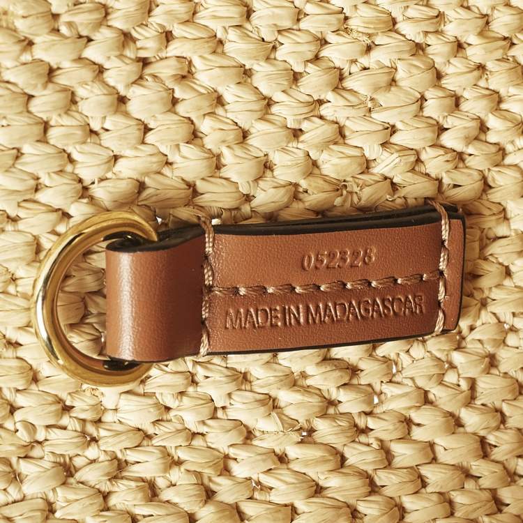 Pre Owned Loewe Logo Beige/Brown Leather and Raffia Tote