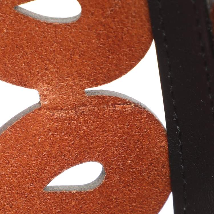 Pre Owned Loewe Anagram Cut Out Brown Leather Tote