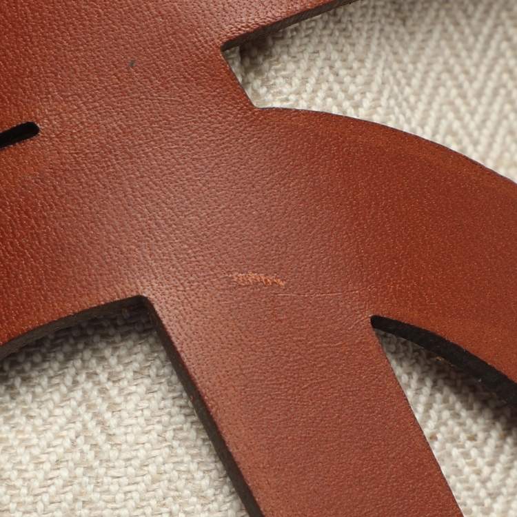 Pre Owned Loewe Anagram Cut Out Brown Leather Tote