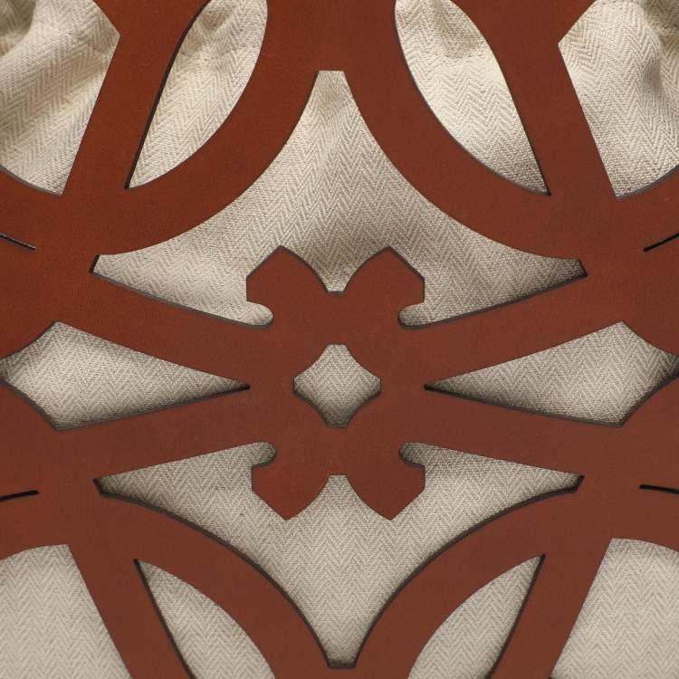 Pre Owned Loewe Anagram Cut Out Brown Leather Tote