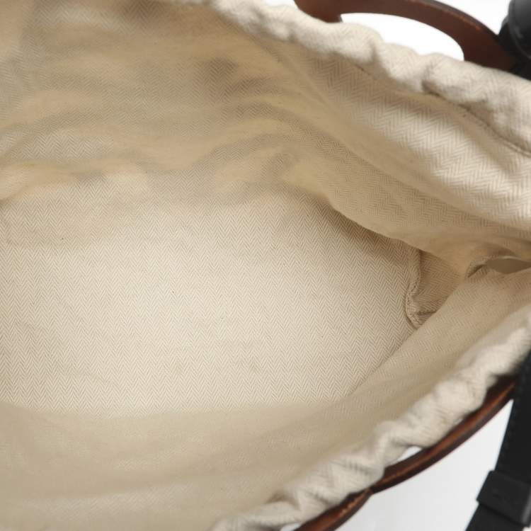 Pre Owned Loewe Anagram Cut Out Brown Leather Tote