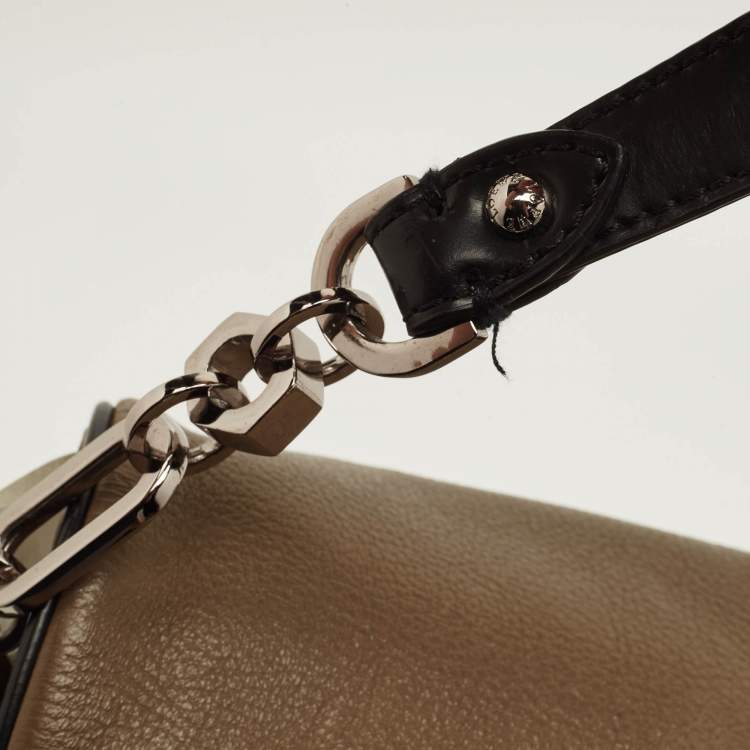 Pre Owned Loewe Maia Anagram Beige/Black Leather Messenger Bag