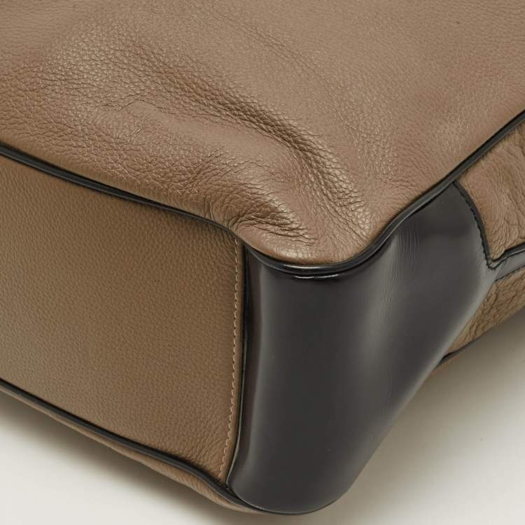 Pre Owned Loewe Maia Anagram Beige/Black Leather Messenger Bag