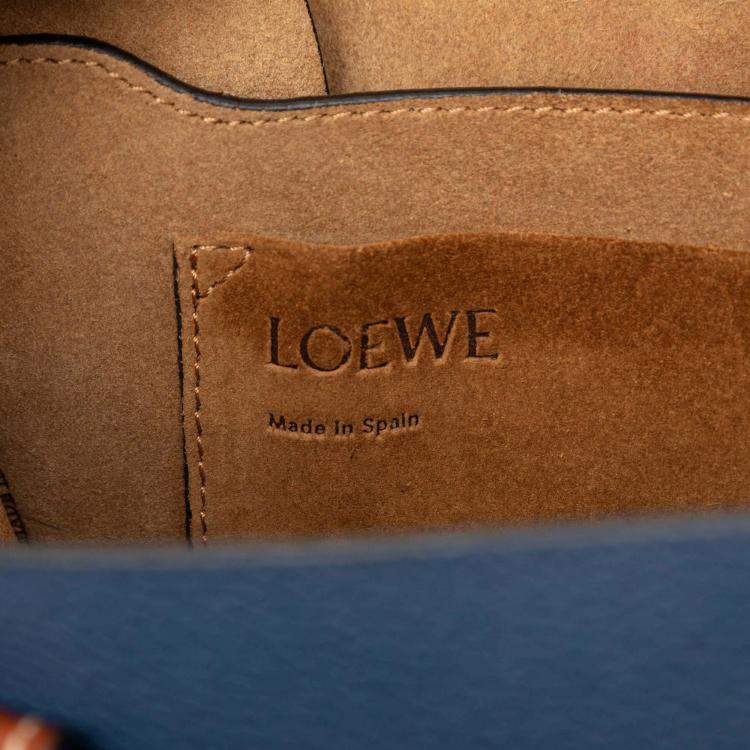 Pre Owned Loewe Blue Small Bicolor Grained Calfskin Gate Crossbody