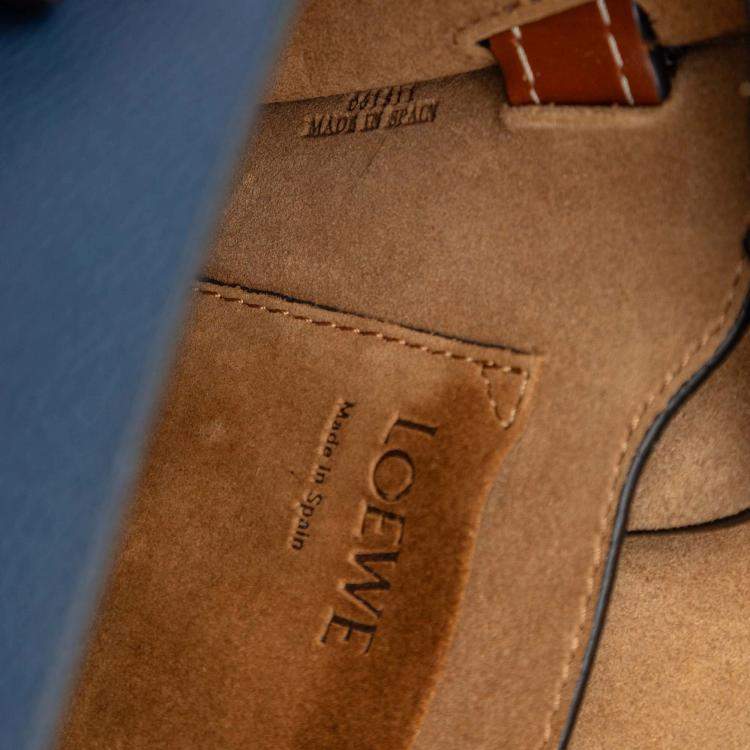 Pre Owned Loewe Blue Small Bicolor Grained Calfskin Gate Crossbody