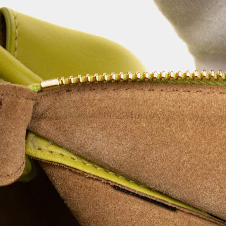 Pre Owned Loewe Green Small Leather Paseo Satchel