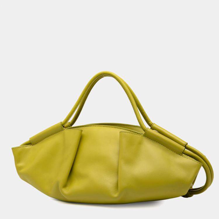 Pre Owned Loewe Green Small Leather Paseo Satchel