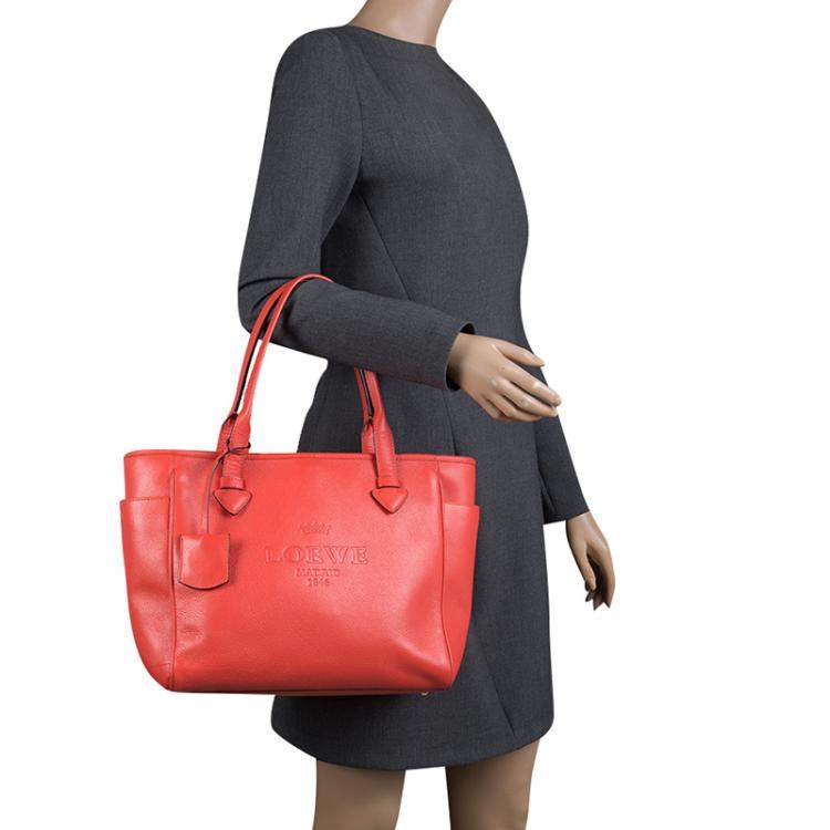 Pre Owned Loewe Red Leather Tote