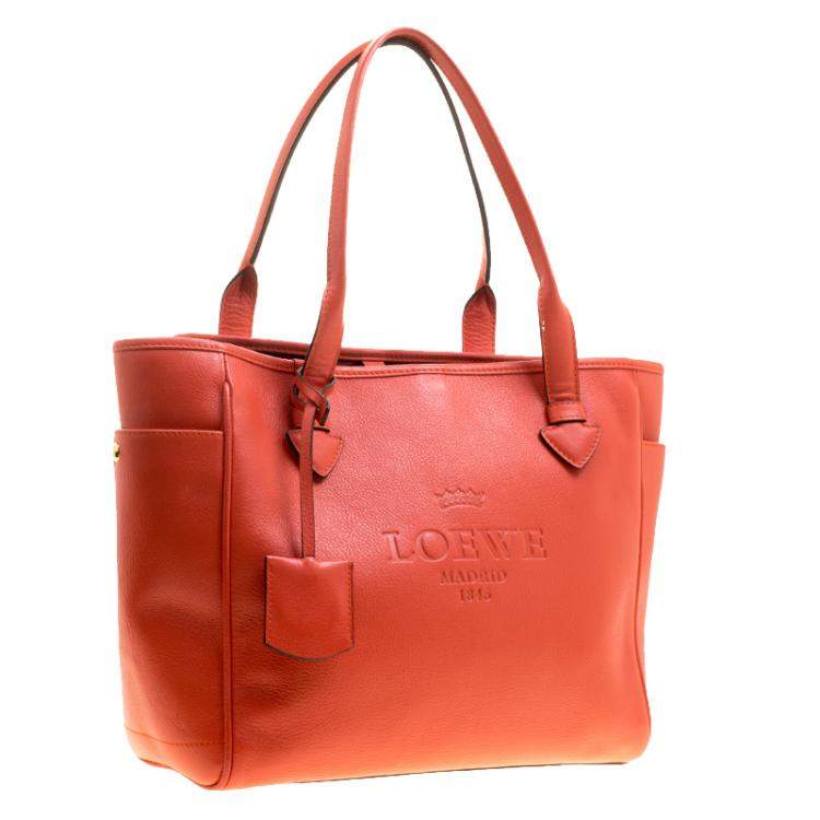 Pre Owned Loewe Red Leather Tote