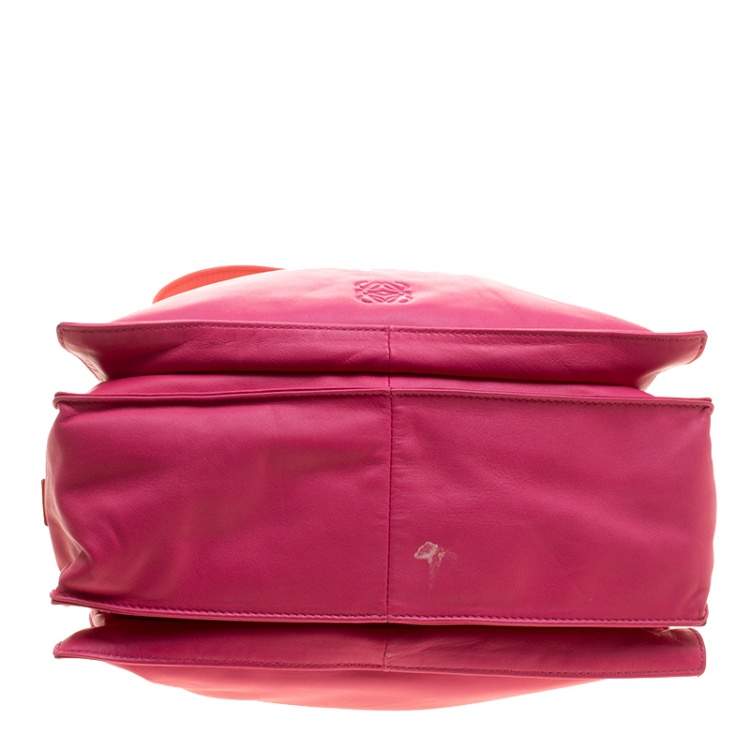 Pre Owned Loewe Pink/Coral Leather Flamenco Shoulder Bag