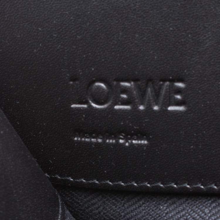 Pre Owned Loewe Black/Monochrome Canvas and Leather Barcelona Top Handle Bag