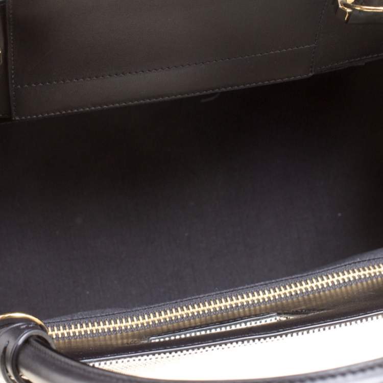 Pre Owned Loewe Black/Monochrome Canvas and Leather Barcelona Top Handle Bag