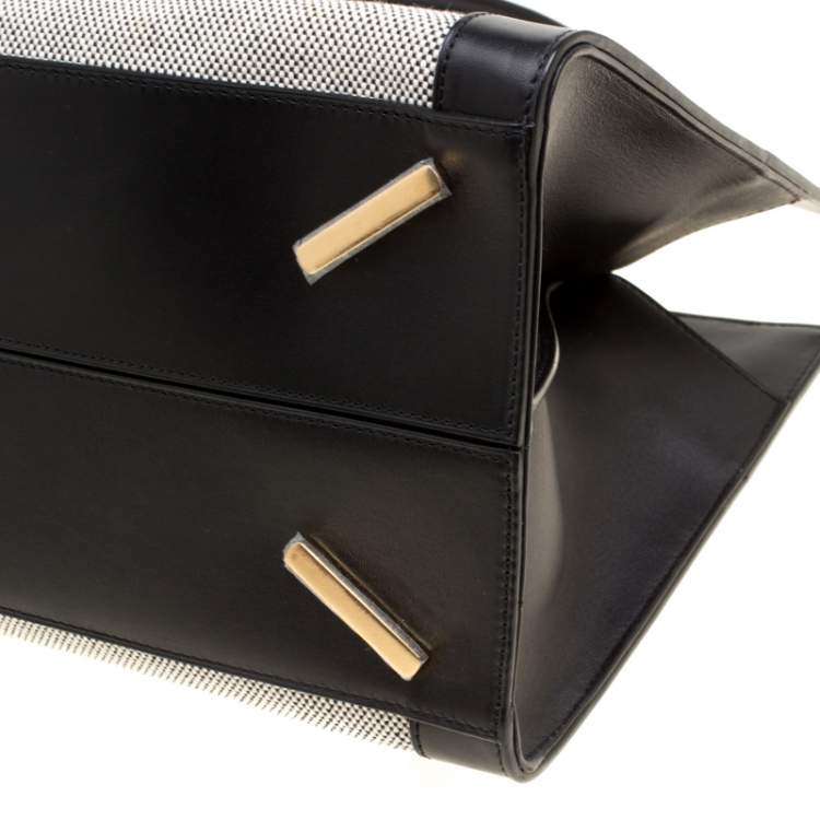 Pre Owned Loewe Black/Monochrome Canvas and Leather Barcelona Top Handle Bag