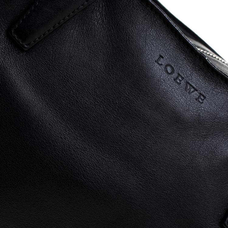 Pre Owned Loewe Black Leather Zipper Tote