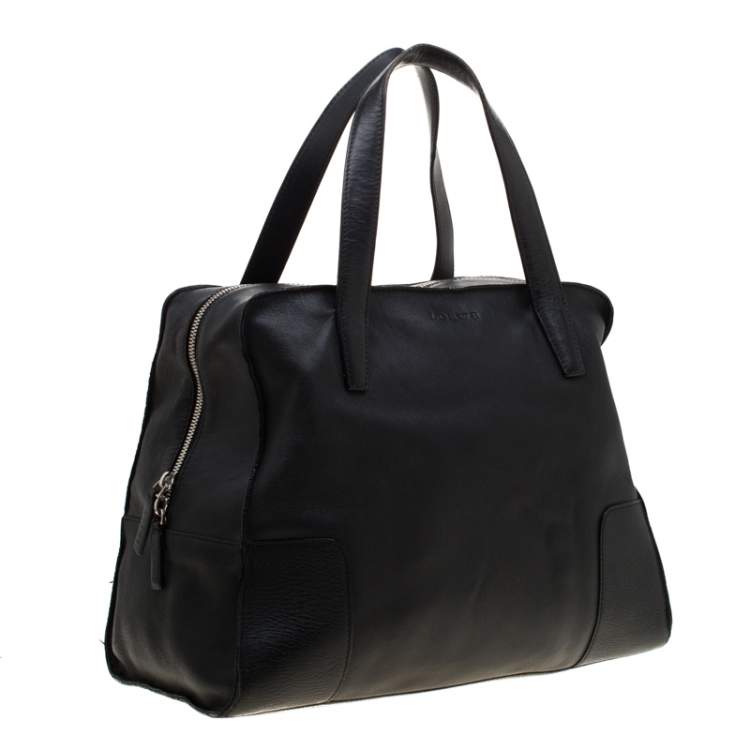 Pre Owned Loewe Black Leather Zipper Tote