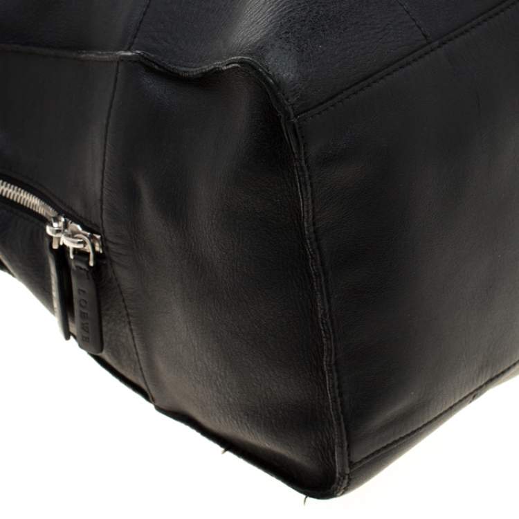 Pre Owned Loewe Black Leather Zipper Tote