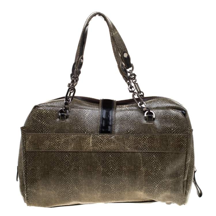 Pre Owned Loewe Python and Leather Big Bear Padlock Satchel 