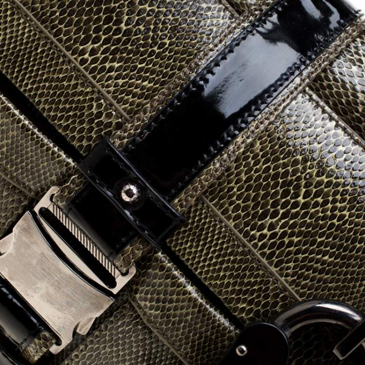 Pre Owned Loewe Python and Leather Big Bear Padlock Satchel 