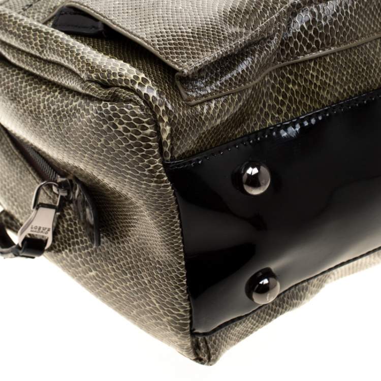 Pre Owned Loewe Python and Leather Big Bear Padlock Satchel 