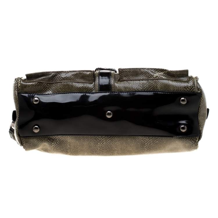 Pre Owned Loewe Python and Leather Big Bear Padlock Satchel 