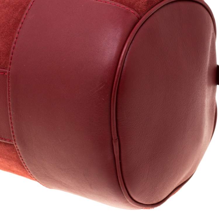 Pre Owned Loewe Maroon Suede Amazona 36 Satchel
