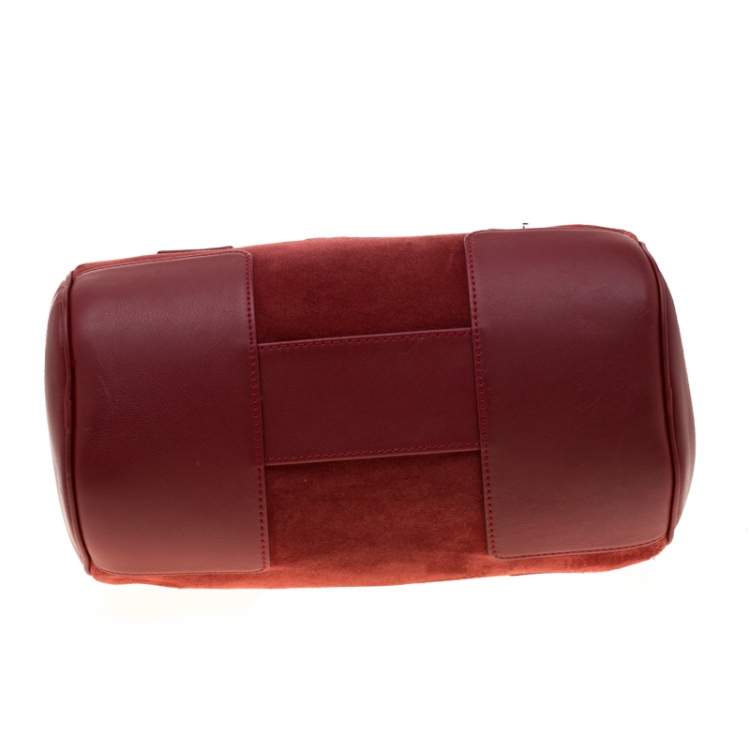 Pre Owned Loewe Maroon Suede Amazona 36 Satchel