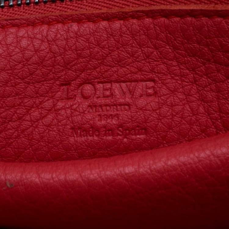 Pre Owned Loewe Orange/Red Suede and Leather Amazona Satchel