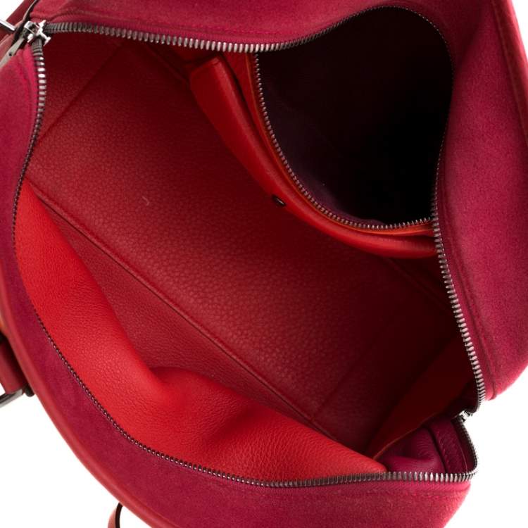 Pre Owned Loewe Orange/Red Suede and Leather Amazona Satchel