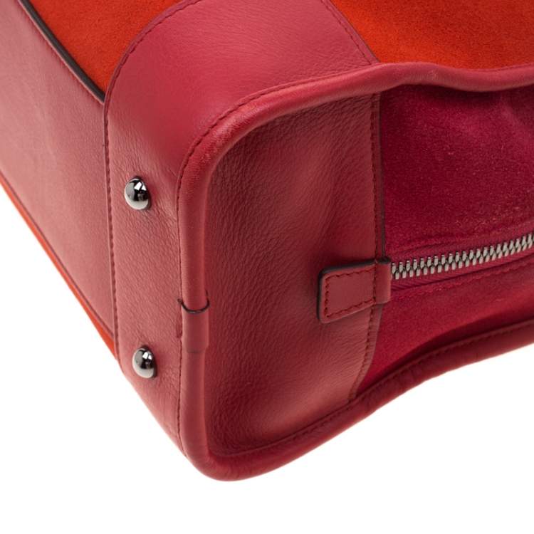 Pre Owned Loewe Orange/Red Suede and Leather Amazona Satchel