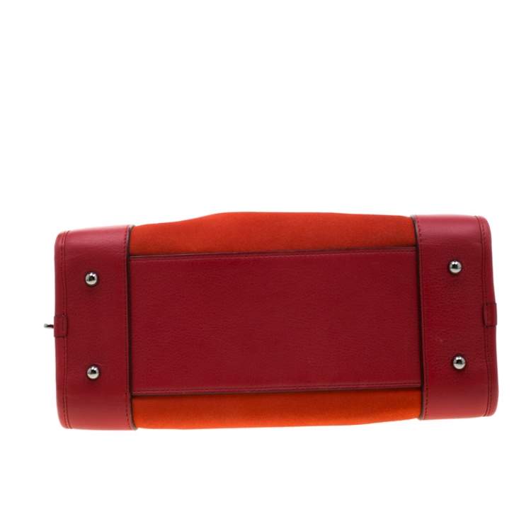 Pre Owned Loewe Orange/Red Suede and Leather Amazona Satchel