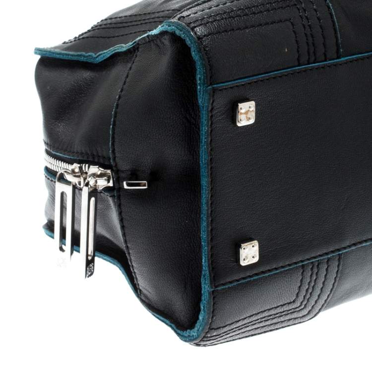 Pre Owned Loewe Black/Blue Leather Amazona Satchel 