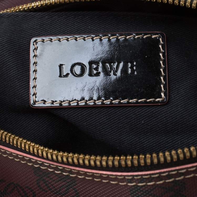 Pre Owned Loewe Purple/Black Momogram PVC and Patent Leather Satchel