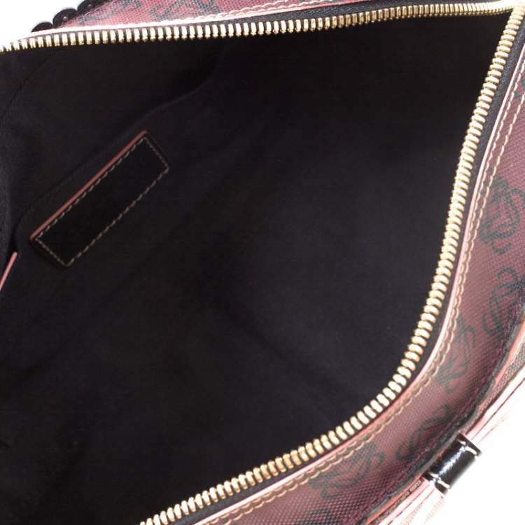 Pre Owned Loewe Purple/Black Momogram PVC and Patent Leather Satchel