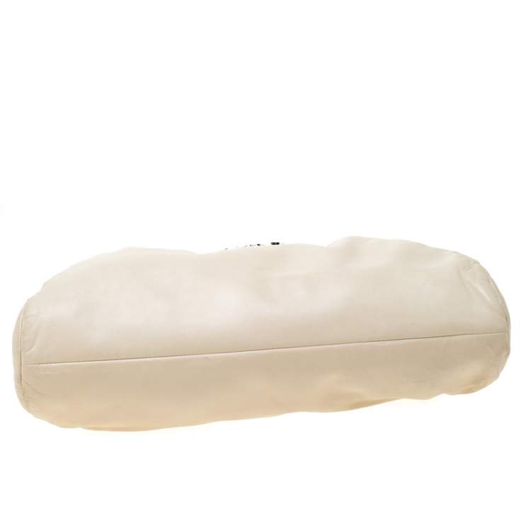 Pre Owned Loewe Off White Leather Logo Shoulder Bag
