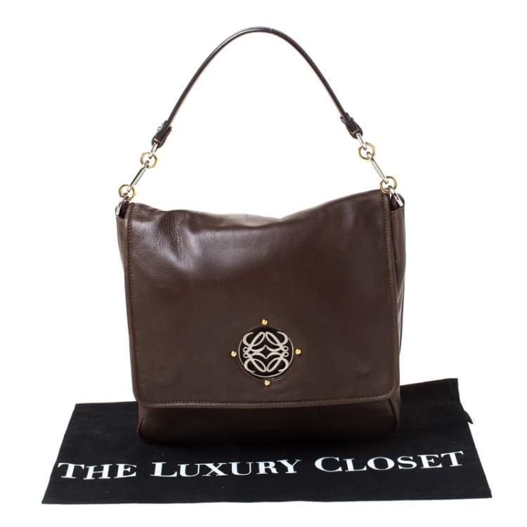 Pre Owned Loewe Brown Leather Shoulder Bag 