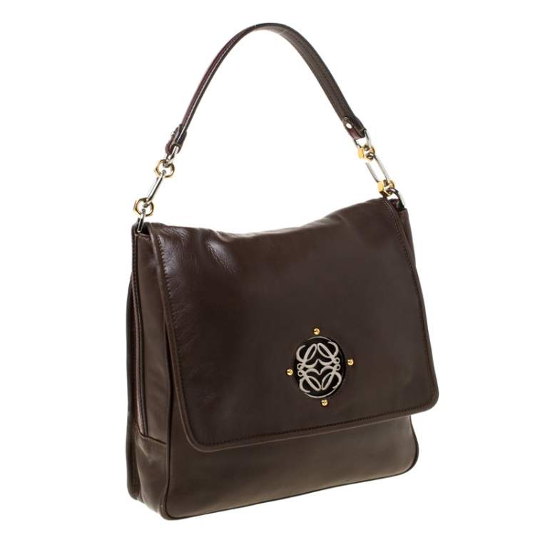 Pre Owned Loewe Brown Leather Shoulder Bag 