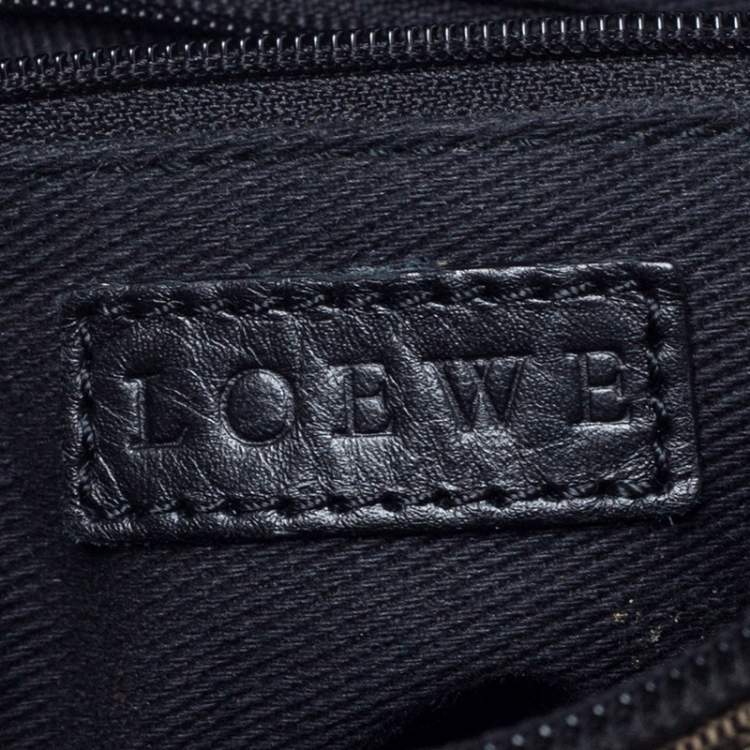 Pre Owned Loewe Black/Beige Anagram Logo Canvas and Leather Tote
