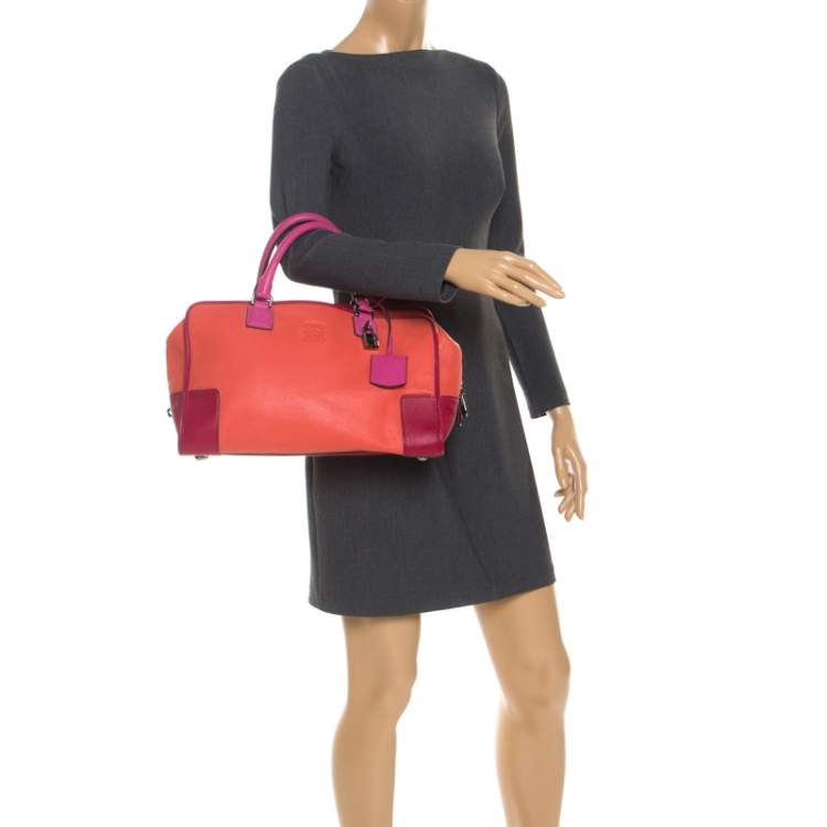 Pre Owned Loewe Tricolor Leather Amazona Satchel